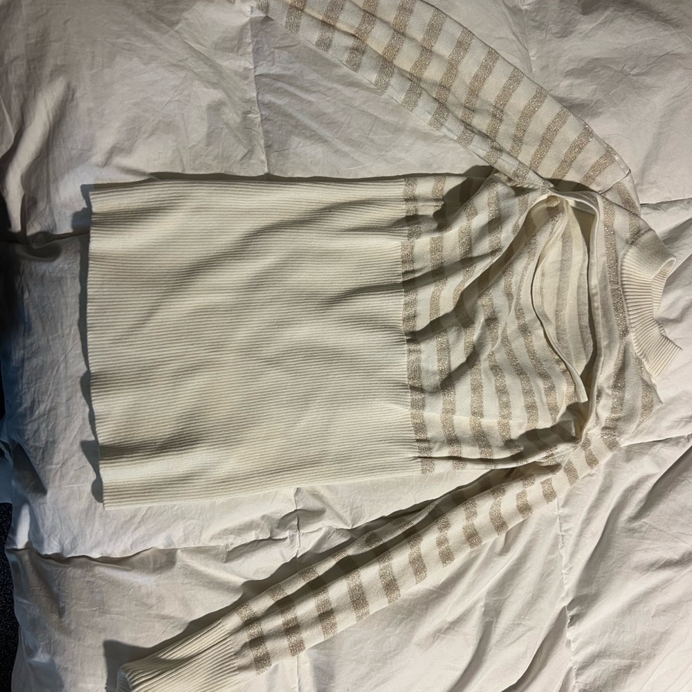 Guess gold and Cream Striped womens Sweater with cutout